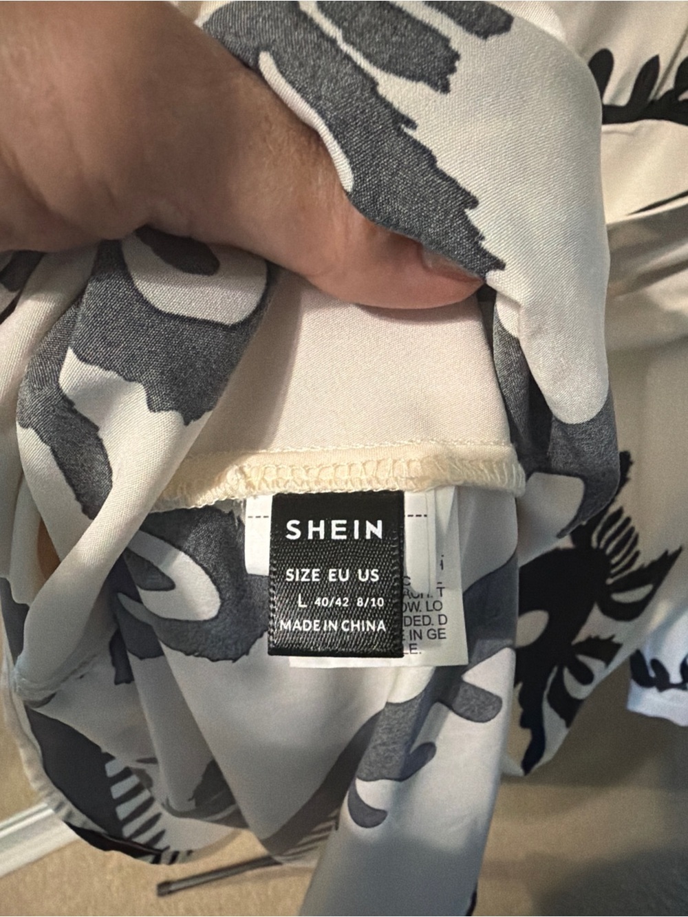 SHEIN Cream Maxi Dress with Black Floral Print long sleeve - Picture 4 of 6
